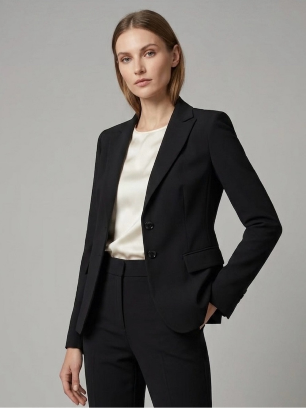 Patrizia Pepe Black Slim-Fit Blazer | Tailored Italian Jacket Size 4